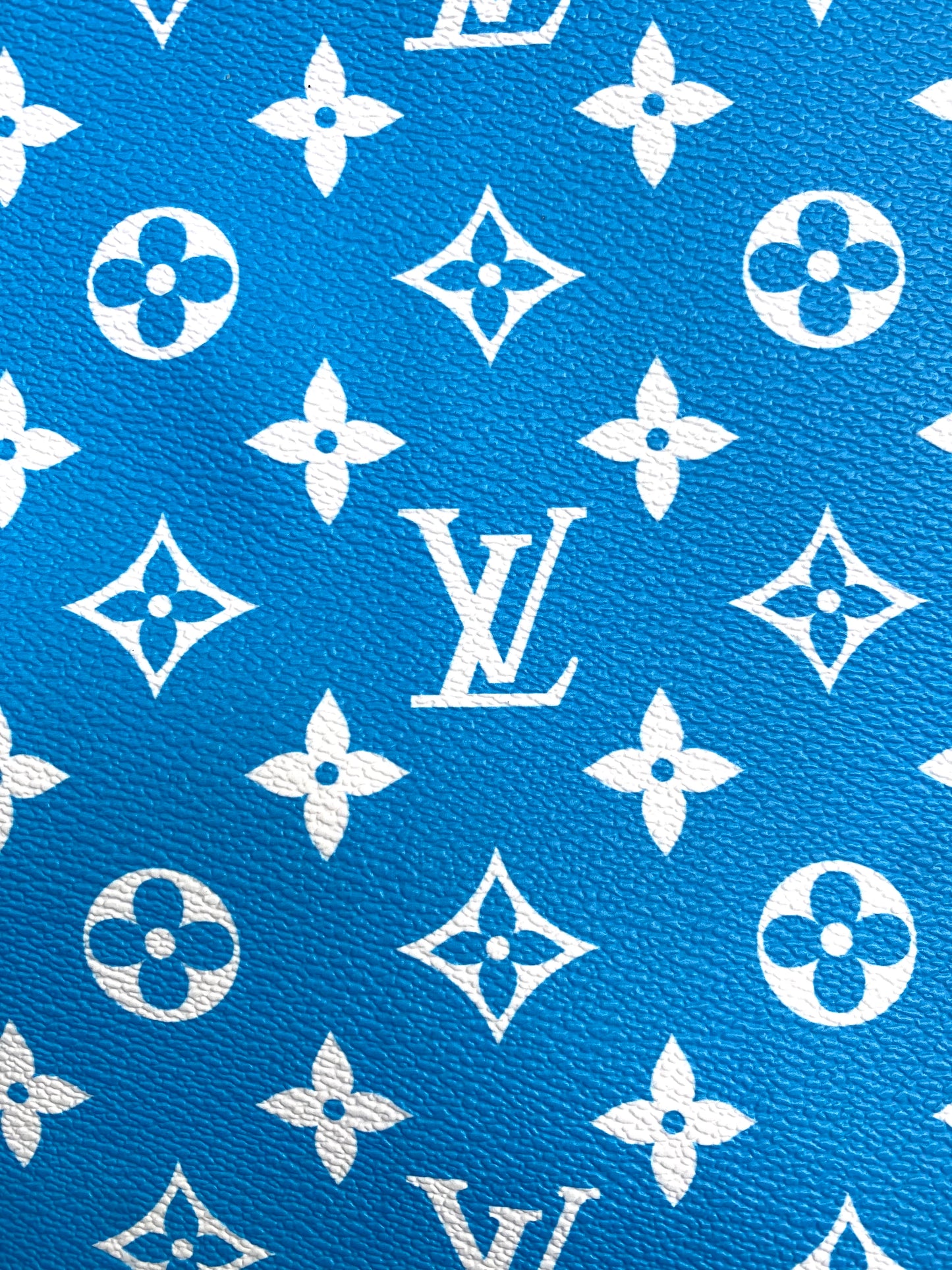 Sky Blue LV Vinyl Leather Fabric for Handmade DIY Sewing Custom Sneakers