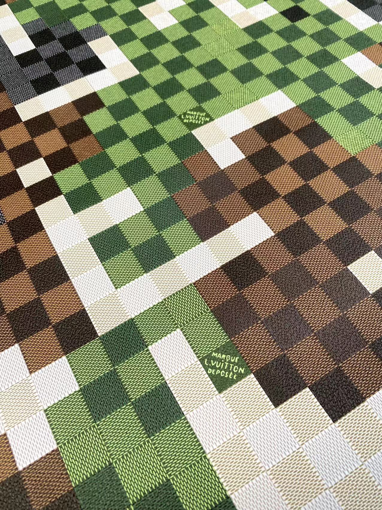 Tissu en cuir tendance LV Green Damier Check Louis Designer pour la conception de meubles de baskets personnalisés faits à la main 