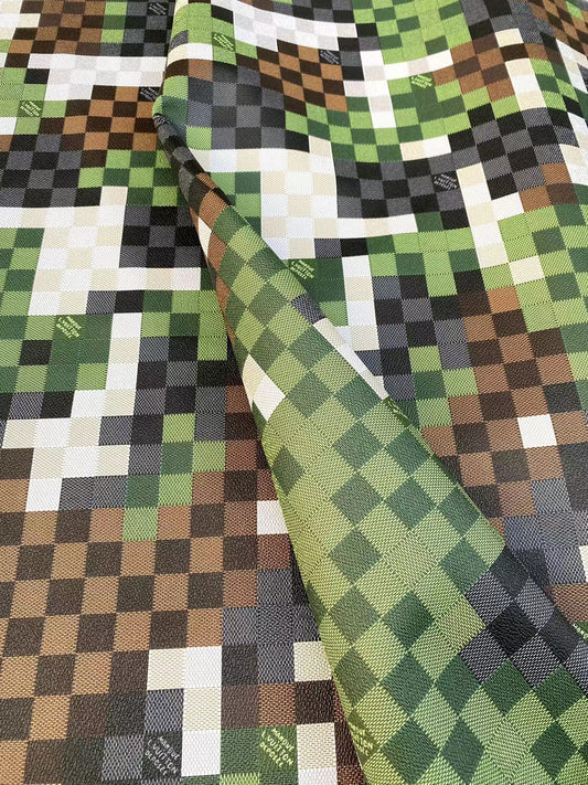 LV Green Damier Check Trendy Louis Designer Lederstoff für DIY handgefertigte individuelle Sneaker-Möbel-Designs 