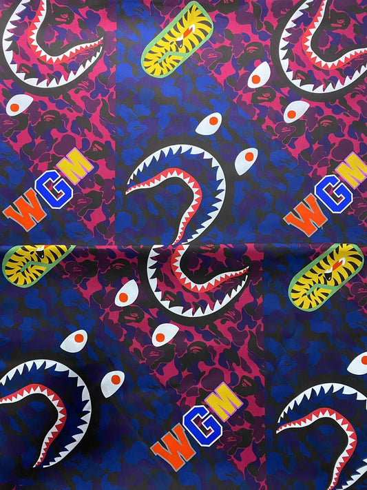 Custom Bape WGM Cotton Fabric for Handmade DIY Sneakerhead Shoecustomized