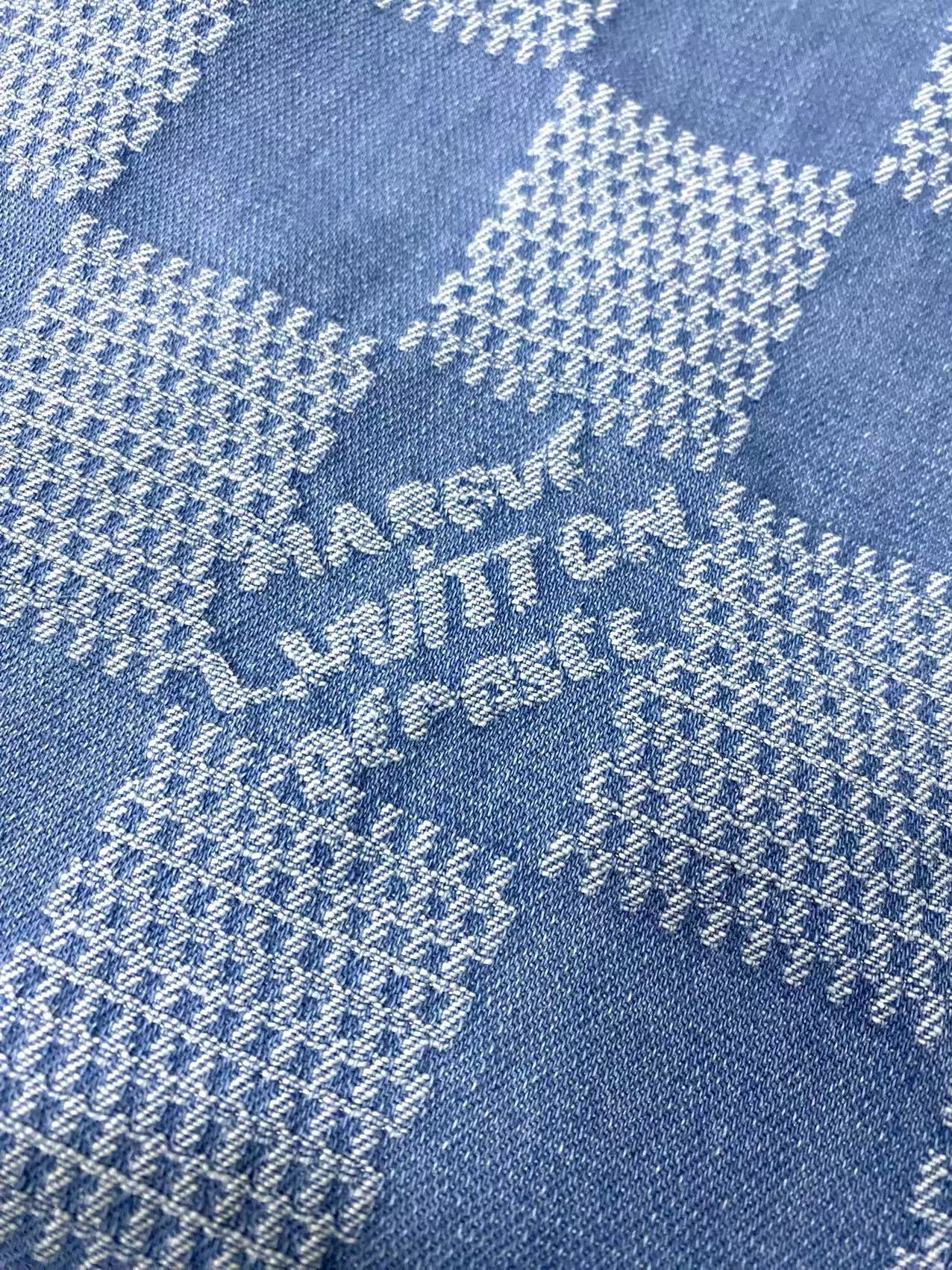 Washed LV Denim Fabric Check Damier Jeans for Handmade Custom DIY Sewing Bespoke