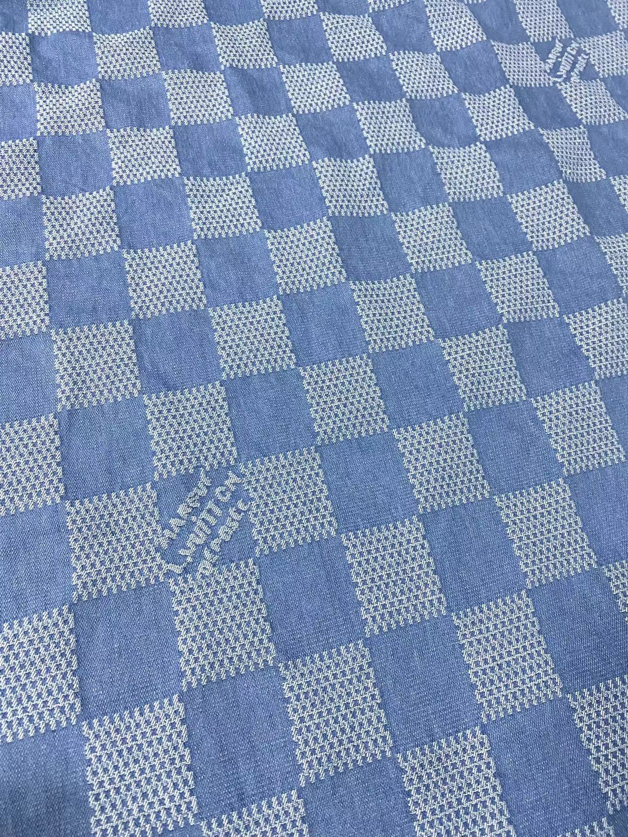 Washed LV Denim Fabric Check Damier Jeans for Handmade Custom DIY Sewing Bespoke