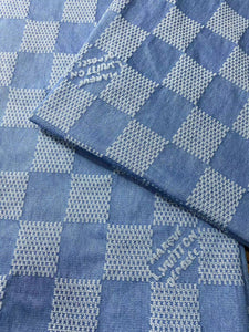 Washed LV Denim Fabric Check Damier Jeans for Handmade Custom DIY Sewing Bespoke