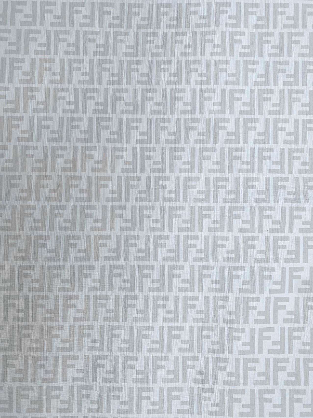 White Grey Fendi FF Vinyl Leather Fabric for Handmade DIY Custom Sneakers Furniture Upholstery