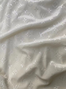 Luxury White LV Velvet Fabric for Custom Sneakers Sewing Car Upholstery