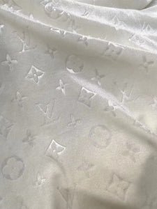 Luxury White LV Velvet Fabric for Custom Sneakers Sewing Car Upholstery