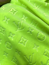 Load image into Gallery viewer, Luxury Soft Touch Neon Green LV Velvet Fabric for Custom Sneaker Sewing Car Upholstery