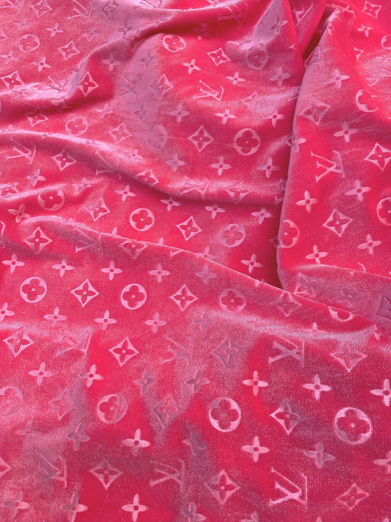 Pink Louis Vuitton LV Velvet Fabric