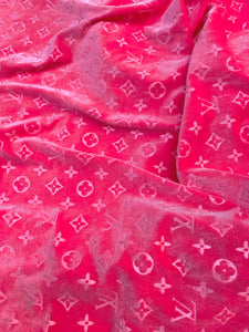 Girl Pink LV Velvet Fabric for Custom Sneakers Sewing Car Upholstery