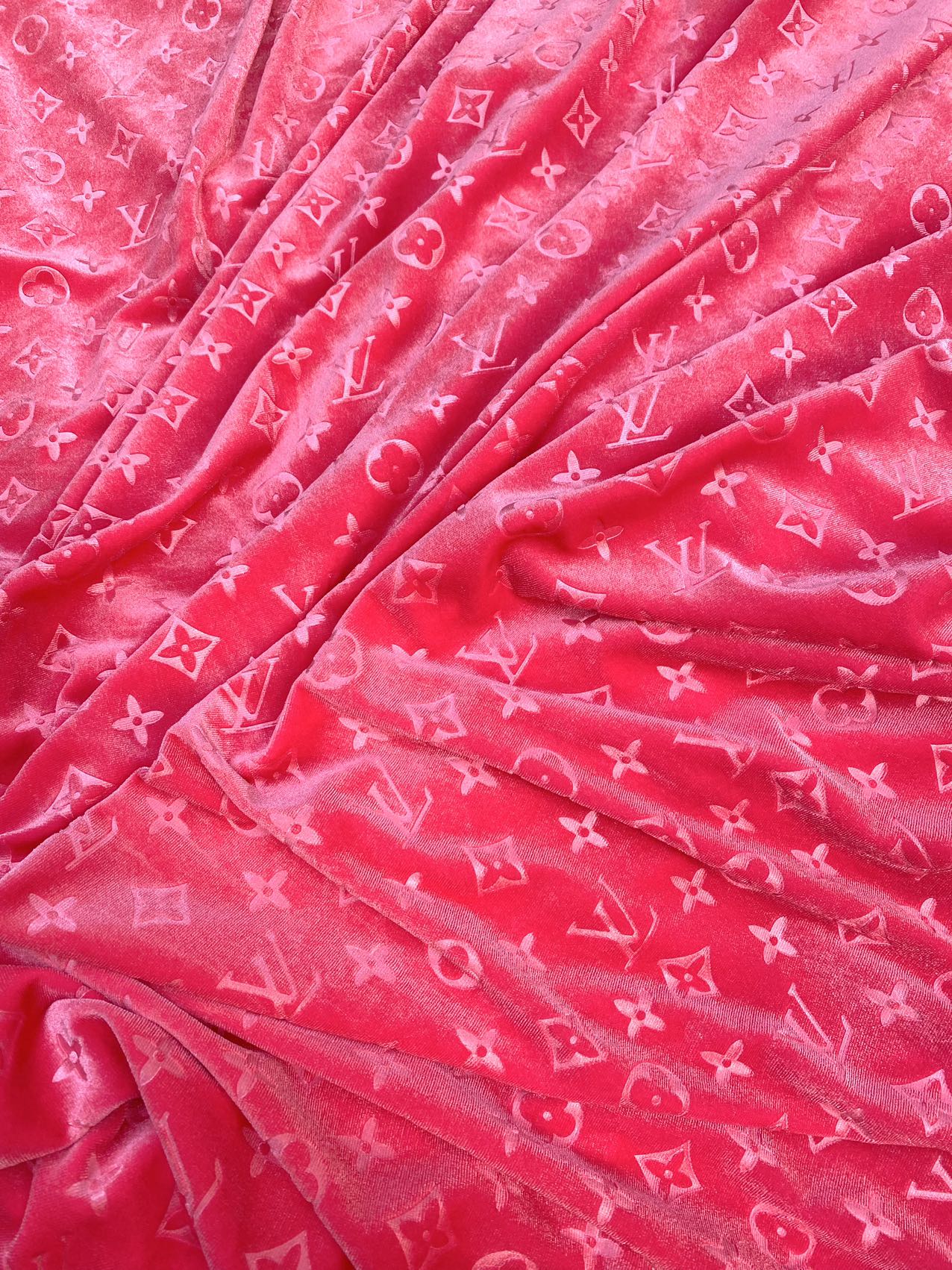 Pink Louis Vuitton LV Velvet Fabric