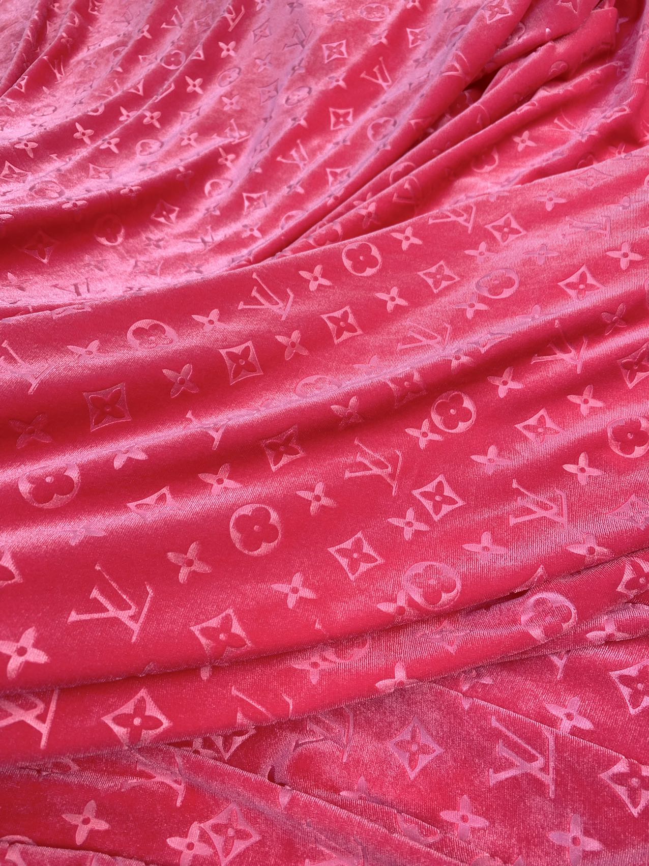 Pink Louis Vuitton LV Velvet Fabric