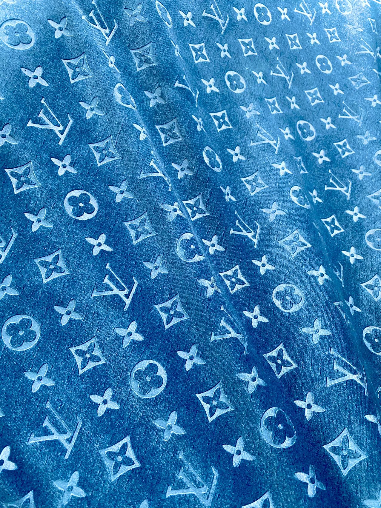 Blue Louis Vuitton Velvet Fabric