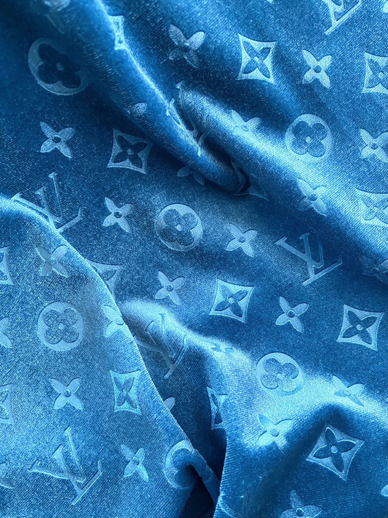 Blue Louis Vuitton Velvet Fabric