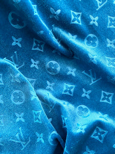 Luxury Blue LV Velvet Fabric for Custom Sneakers Sewing Car Upholstery Furniture Sofa