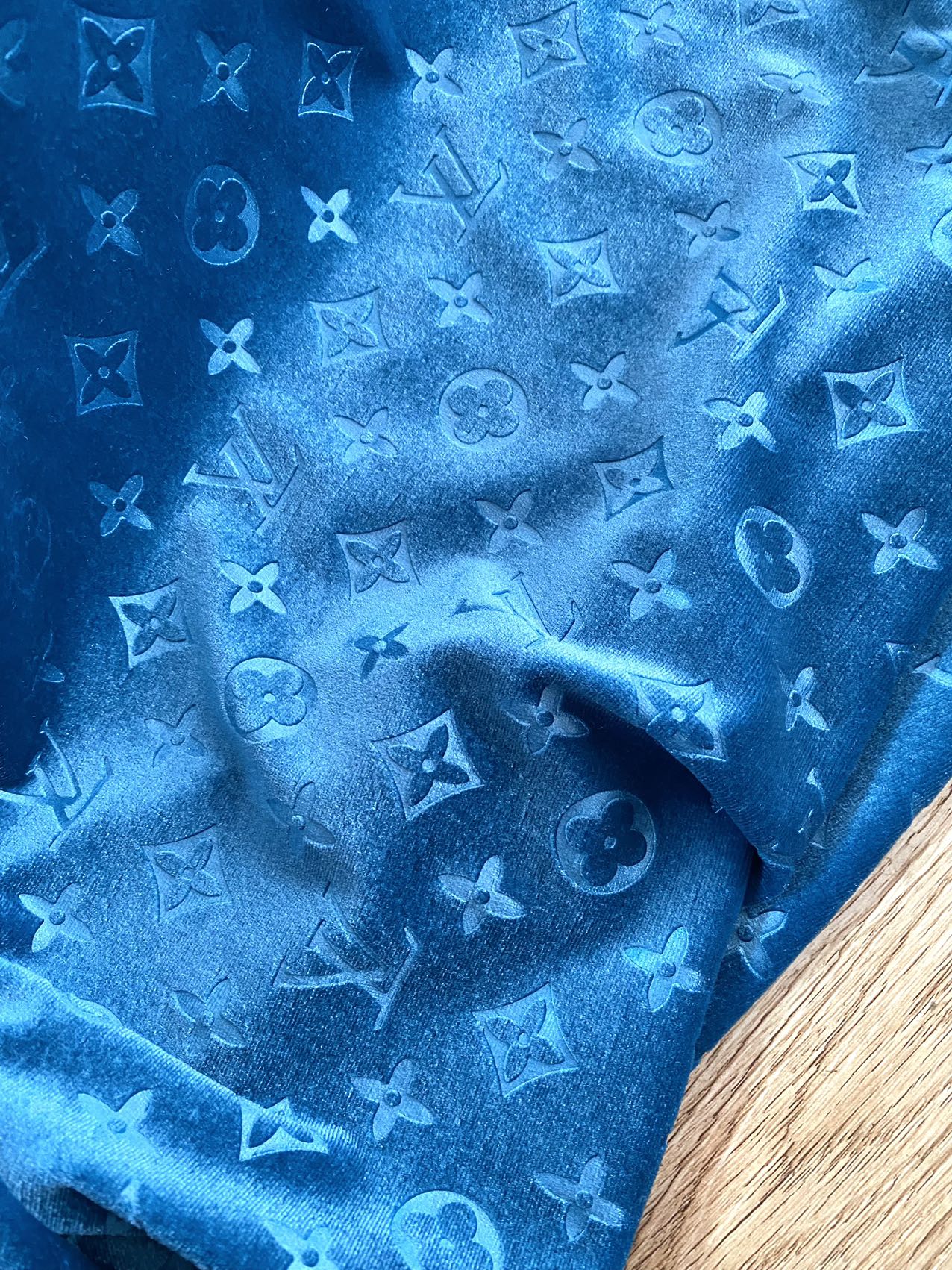 Blue Louis Vuitton Velvet Fabric