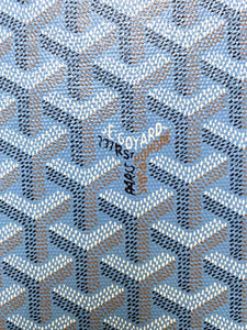 Elegant Light Blue Goyard Wallet Canvas Leather Fabric for Bag Custom Sneakers Upholstery Wrap