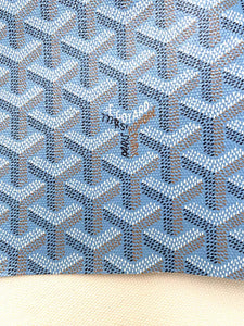 Elegant Light Blue Goyard Canvas Leather Fabric for Bag Custom Sneakers Upholstery Wrap