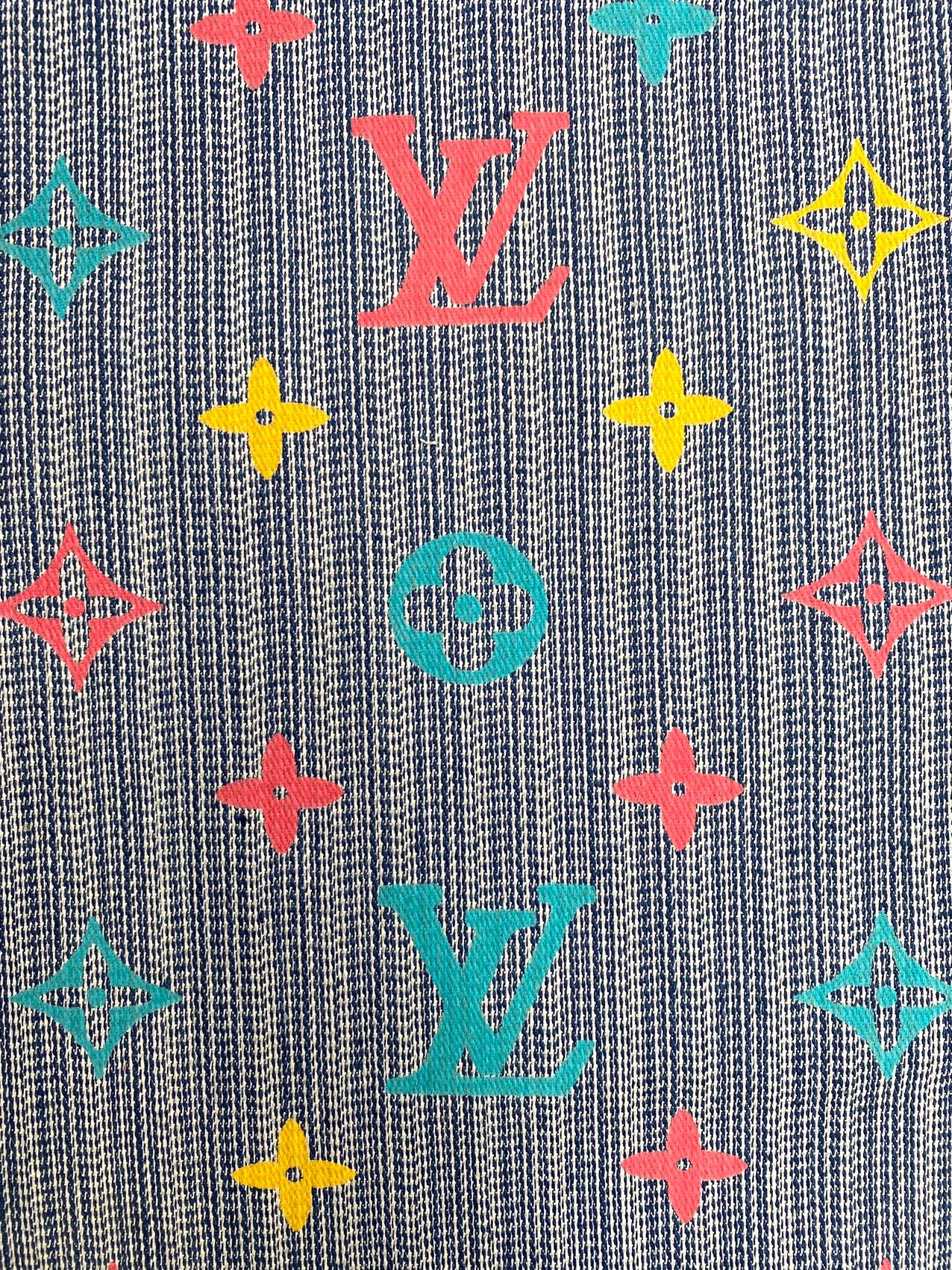 Tissu denim texturé LV arc-en-ciel coloré pour vestes artisanales faites à la main