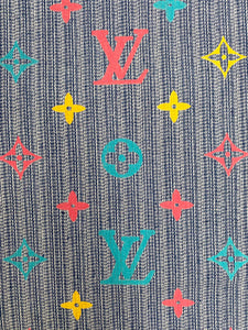Colorful rainbow LV Texture Denim Fabric for Handmade DIY Crafts Jackets