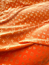 Load image into Gallery viewer, Luxury Vivid LV Orange Velvet Fabric for Custom Sneakers Sewing Car Upholstery Furniture Sofa