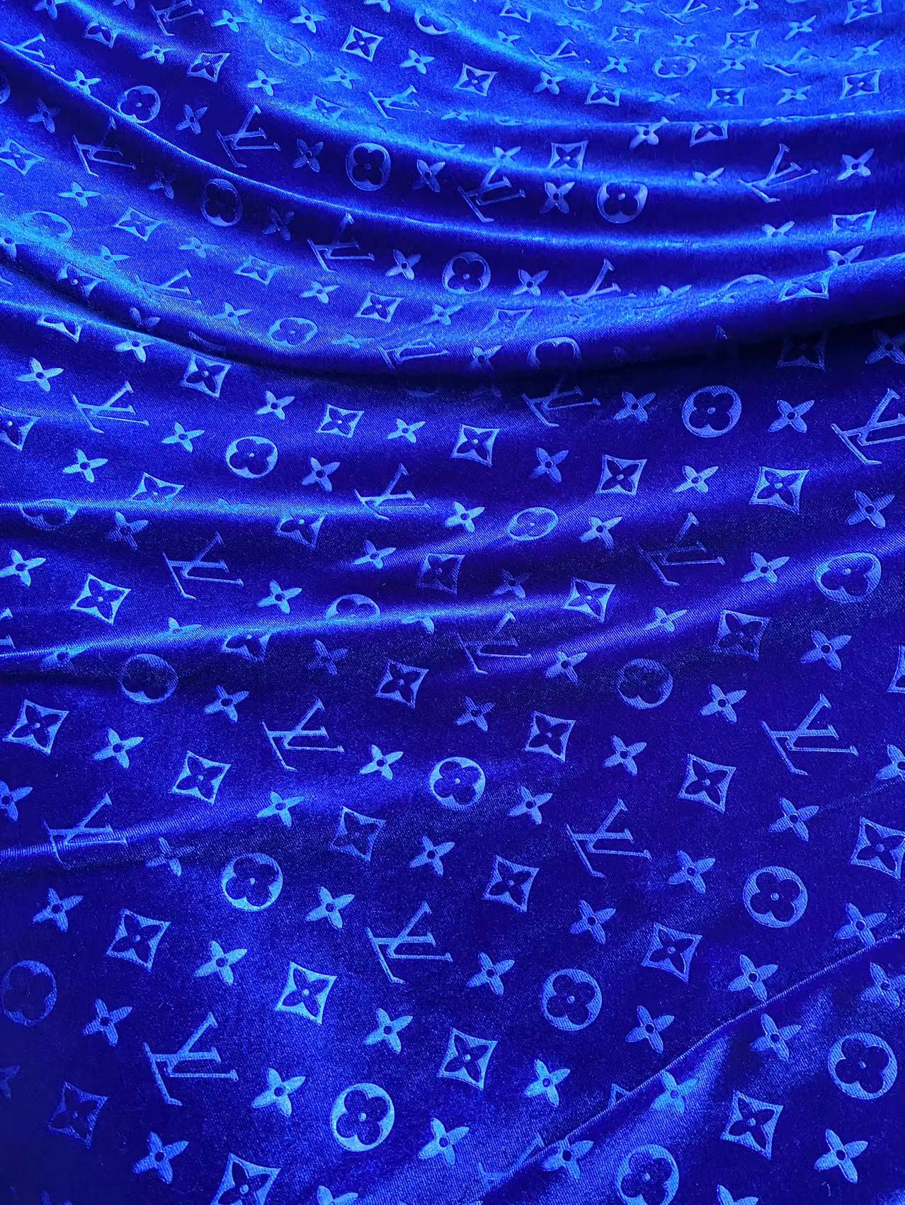 Royal Blue Louis Vuitton LV Velvet Fabric