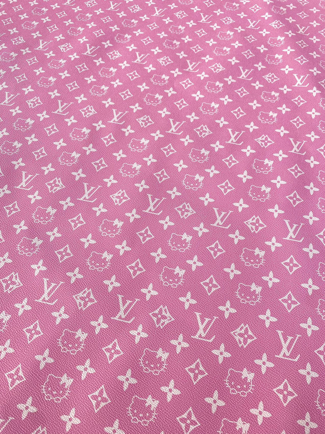 Light Pink Hello Kitty LV Vinyl Faux Leather Fabric for Handmade DIY Crafts Sneakers