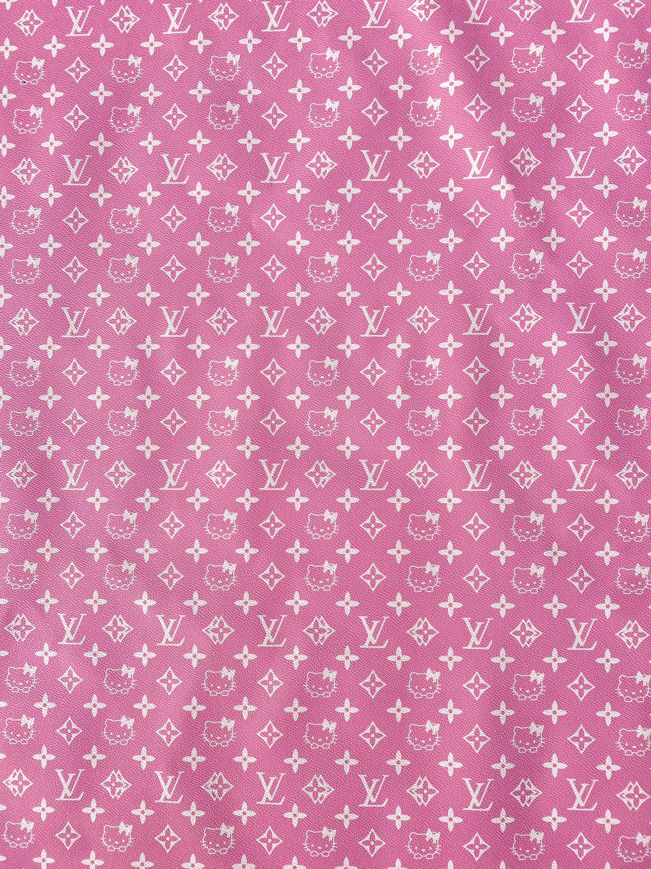 Light Pink Hello Kitty LV Vinyl Faux Leather Fabric for Handmade DIY Crafts Sneakers