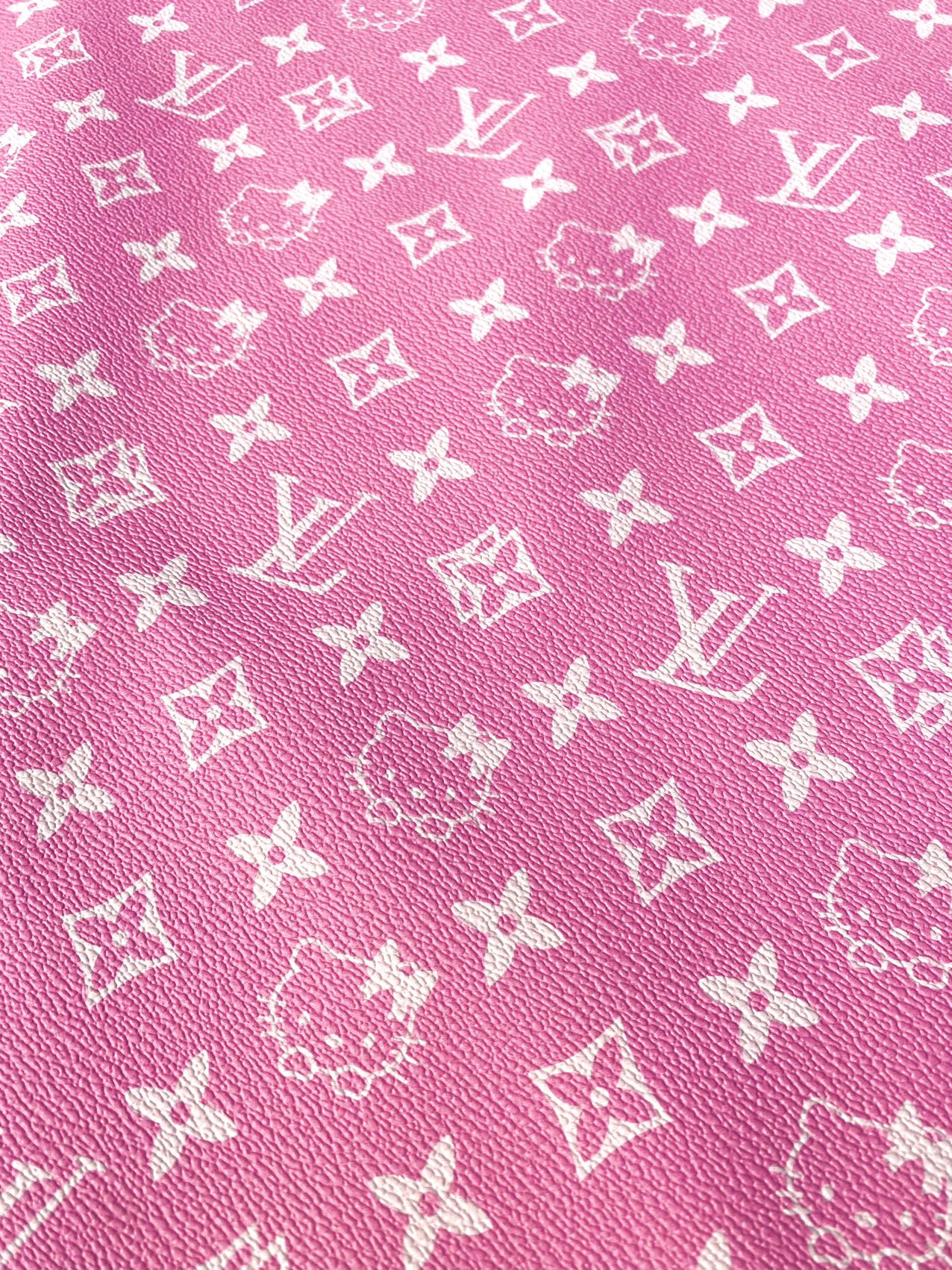 Light Pink Hello Kitty LV Vinyl Faux Leather Fabric for Handmade DIY Crafts Sneakers