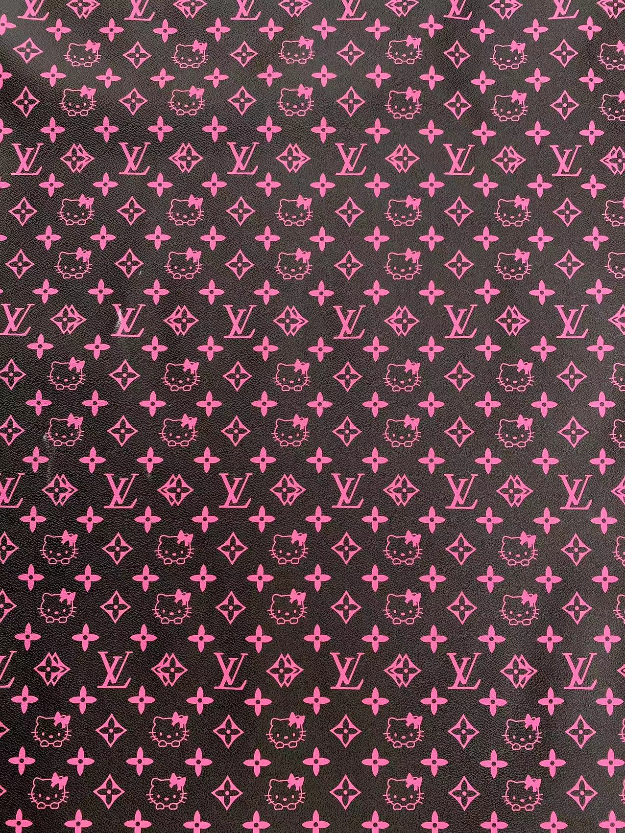 Tissu en similicuir vinyle noir et rose Hello Kitty pour baskets artisanales faites à la main