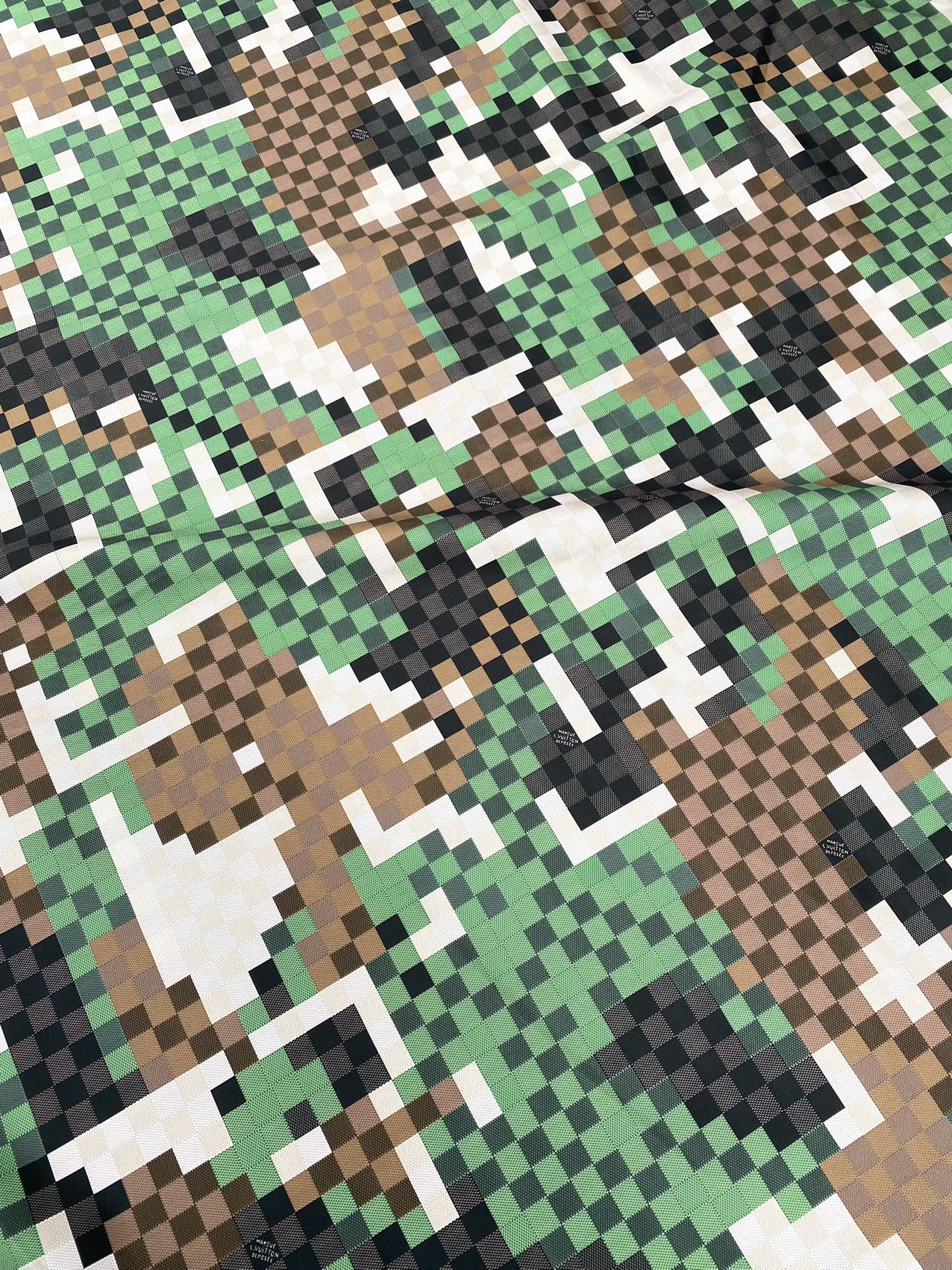 Digital Camo LV Damier Cotton Fabric for Jacket Made Handmade Clothing Bespoke