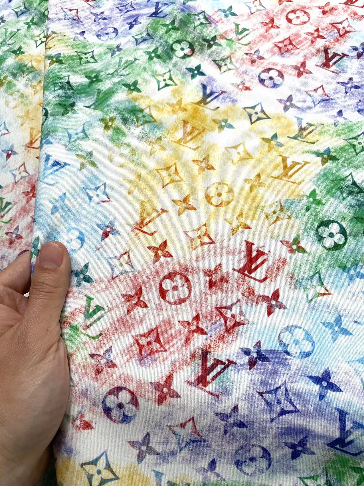 Tissu en coton aquarelle LV au design estival pour la couture, personnalisé, fait à la main, DIY