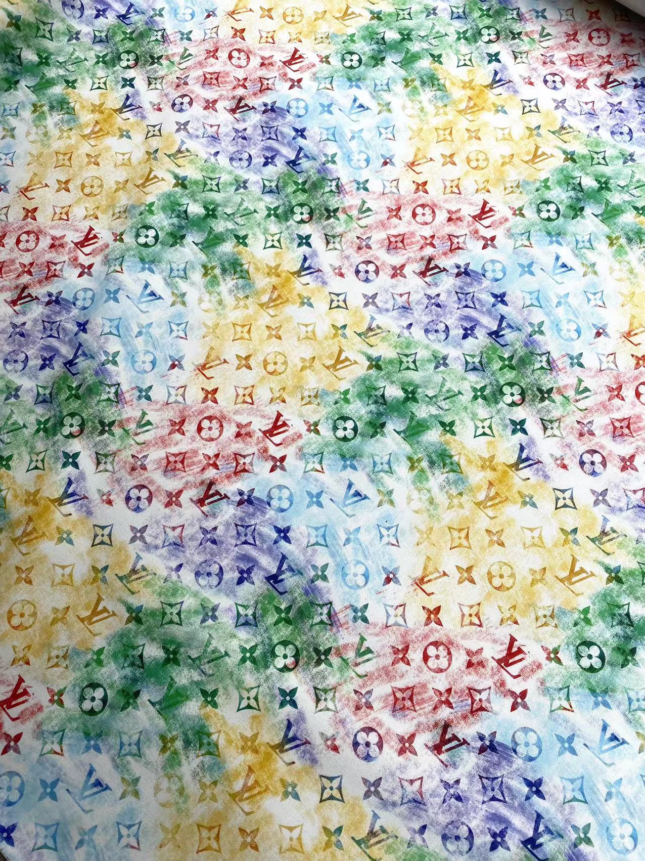 Tissu en coton aquarelle LV au design estival pour la couture, personnalisé, fait à la main, DIY