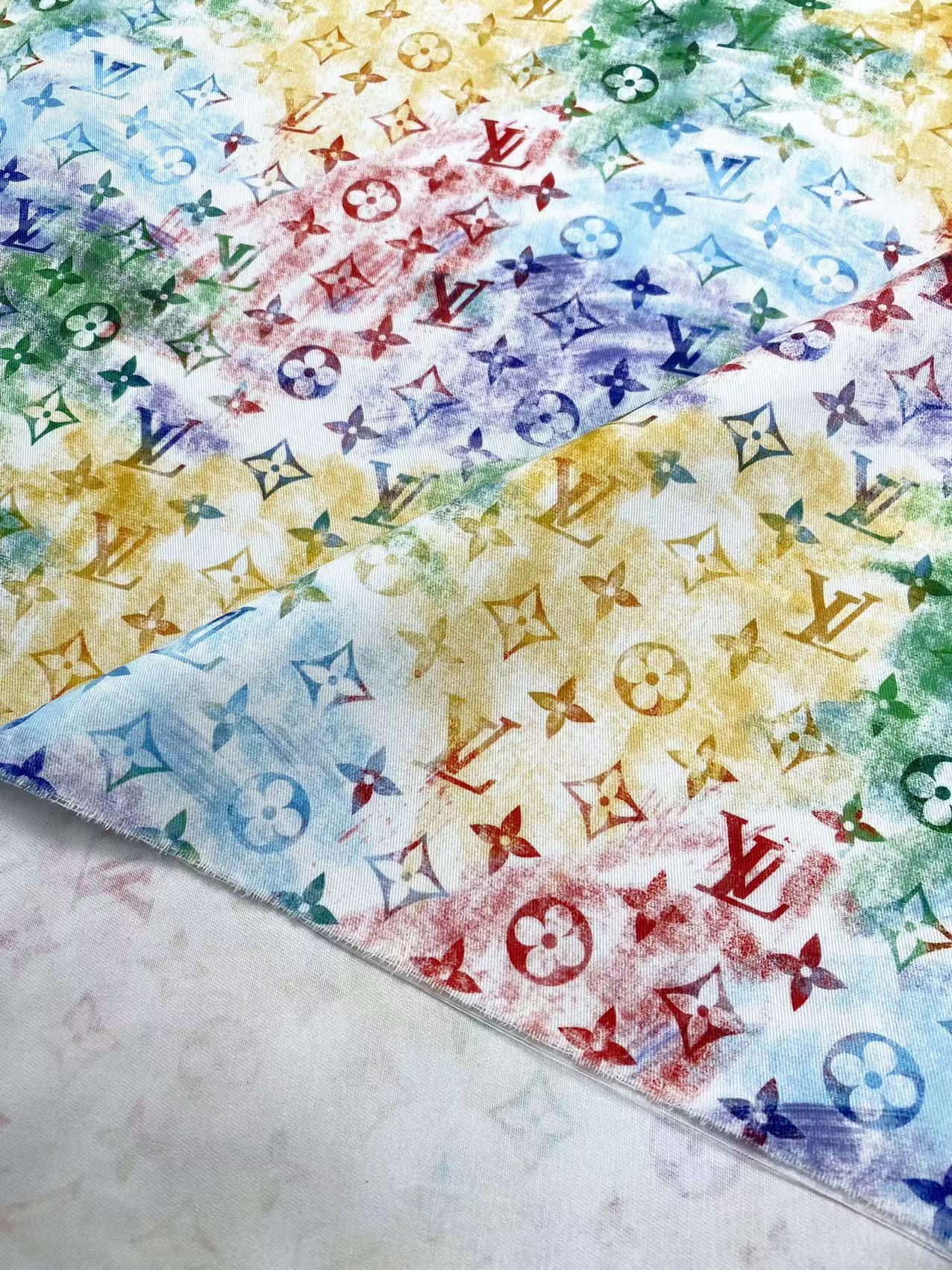 Tissu en coton aquarelle LV au design estival pour la couture, personnalisé, fait à la main, DIY