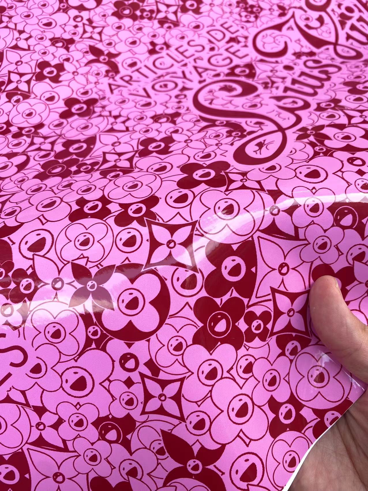 Rosa reflektierendes LV Surface Murakami Takashi Blumentasche aus Leder