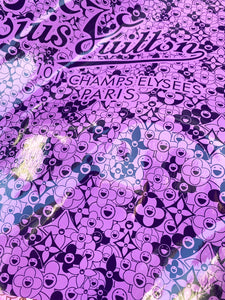 Clear purple reflective LV monogram Murakami Takashi Bag Leather DIY Fabric