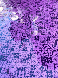 Clear purple reflective LV monogram Murakami Takashi Bag Leather DIY Fabric