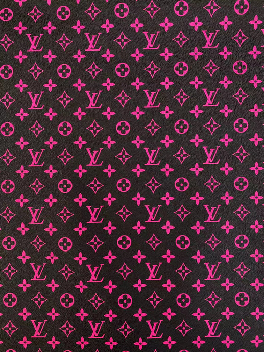 Black Hot Pink LV Monogram Leather Vinyl Custom Sneakers Car Upholstery Home deco