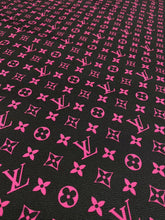 Load image into Gallery viewer, Black Hot Pink LV Monogram Leather Vinyl Custom Sneakers Car Upholstery Home deco