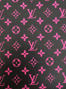 Black Hot Pink LV Monogram Leather Vinyl Custom Sneakers Car Upholstery Home deco
