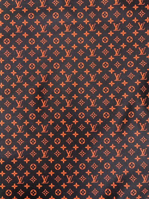 Black Orange LV Monogram Custom Leather for Sneakers Upholstery Car Upholstery
