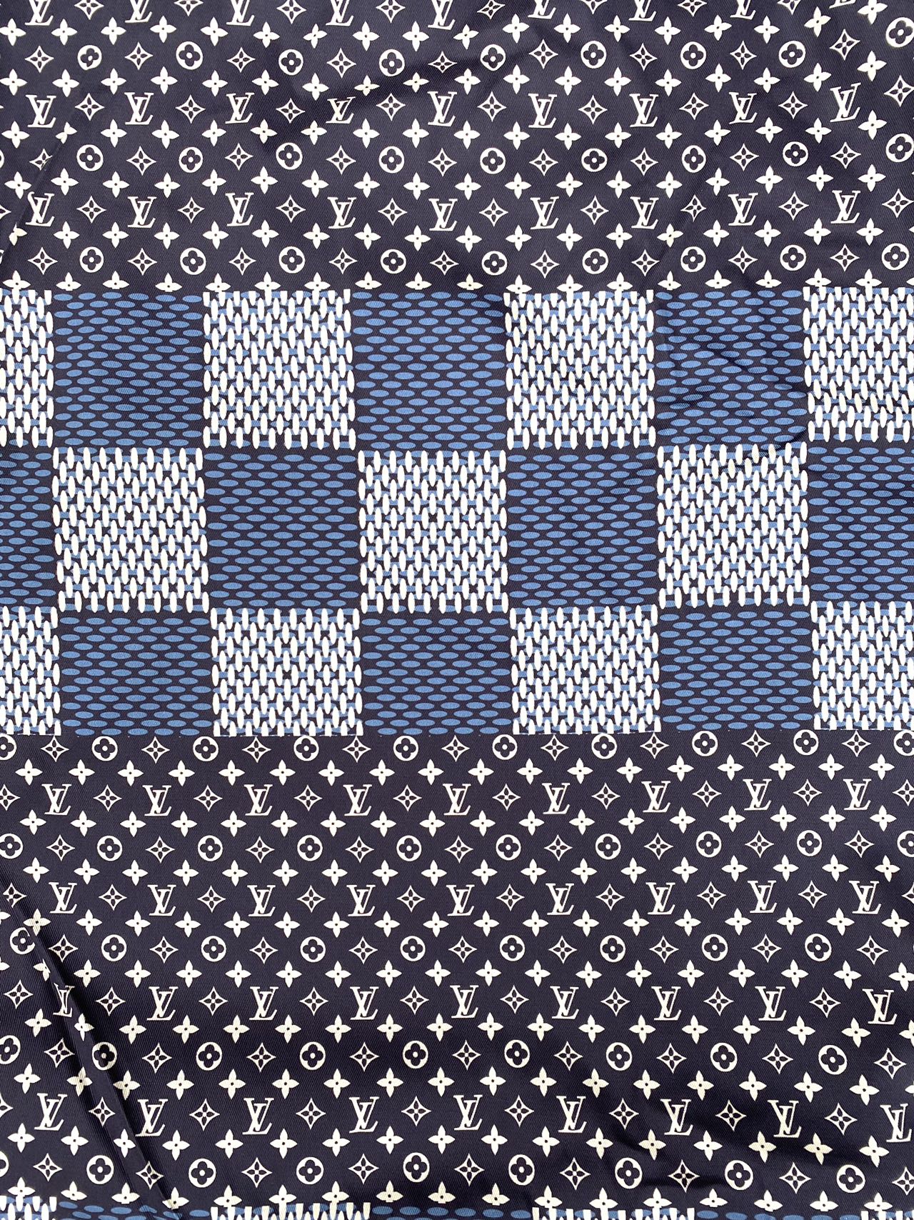 Damier Navy Custom Summer Cotton Fabric for Handmade Crafts Custom Clothing Sneakers