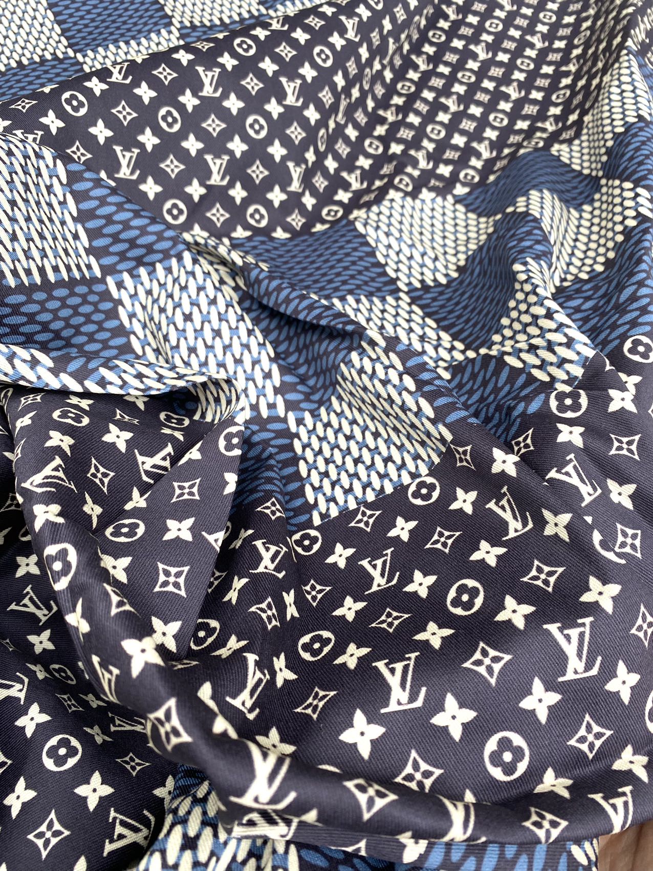 Damier Navy Custom Summer Cotton Fabric for Handmade Crafts Custom Clothing Sneakers