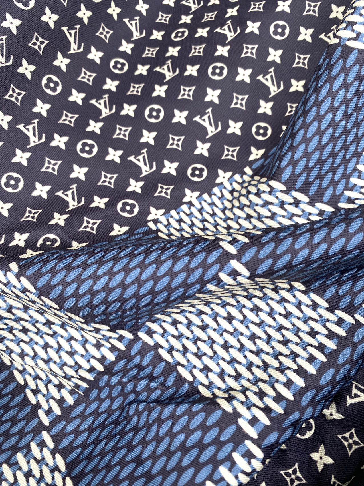 Damier Navy Custom Summer Cotton Fabric for Handmade Crafts Custom Clothing Sneakers