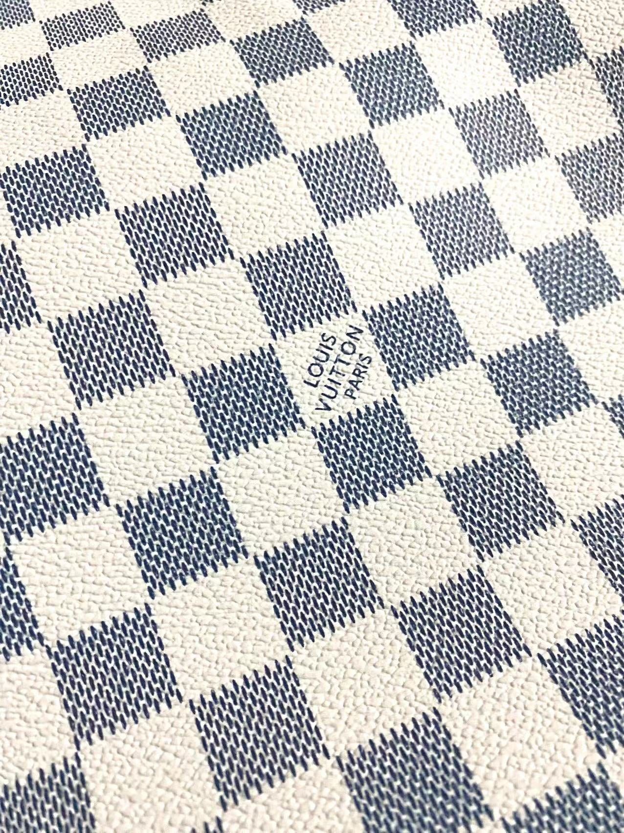 Custom Navy Damier LV Vinyl Leather Fabric for Handmade DIY Crafts