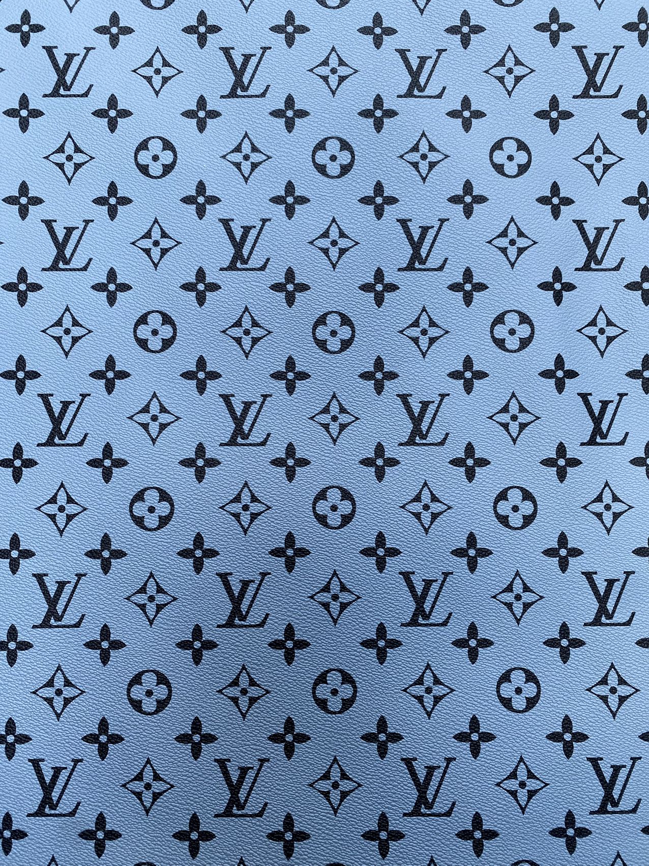 Premium Black Grey LV Monogram Vinyl Leather Fabric for Bag Handmade Sewing DIY