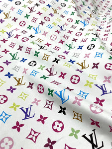 Premium Quality Cotton Fabric LV Rainbow Murakami Takashi Custom Material for DIY Crafts Sneakers