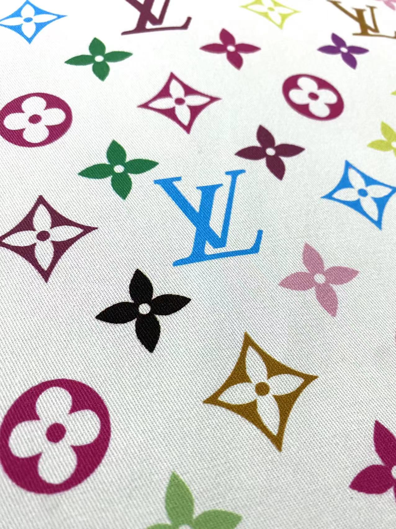 Premium Quality Cotton Fabric LV Rainbow Murakami Takashi Custom Material for DIY Crafts Sneakers