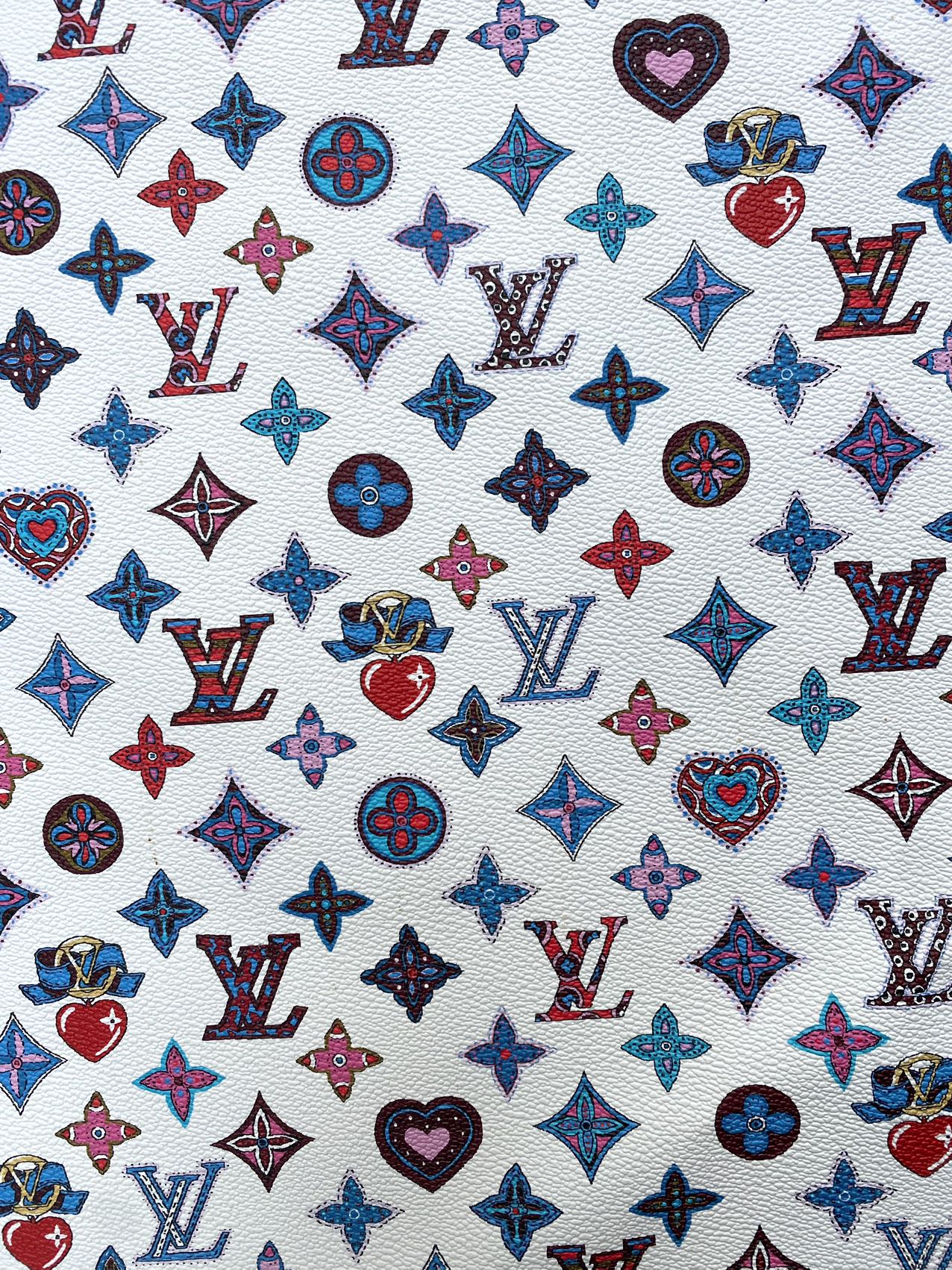 New Trending LV Heart Custom Design Leather Fabric for Bag DIY Sewing Upholstery