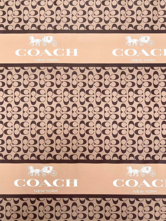 Klassischer Coach-Logo-Leder-Vinylstoff für handgefertigten DIY-Nähstoff