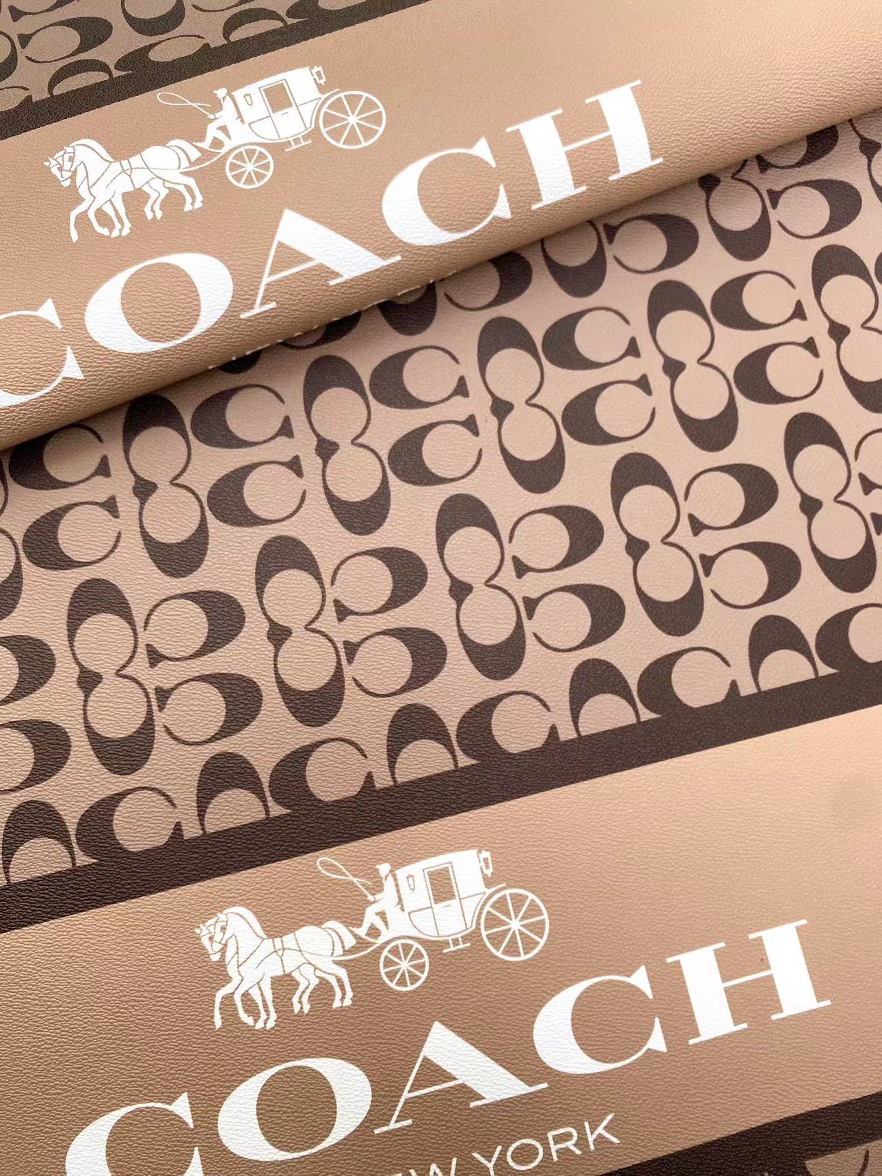 Classic Coach Logo Leather Vinyl Fabric for Handmade DIY Sewing Fabric